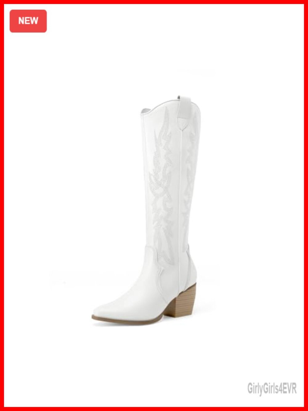 Women's Knee High Chunky Heel Western Cowboy Boots Faux Leather